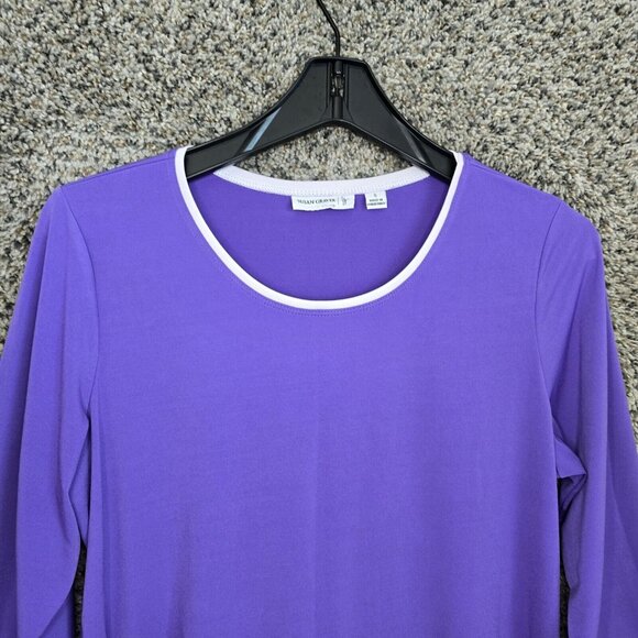 Susan Graver Top Womens Small Purple Liquid Knit Scoop Neck Blouse 3/4 Sleeve - Picture 4 of 7